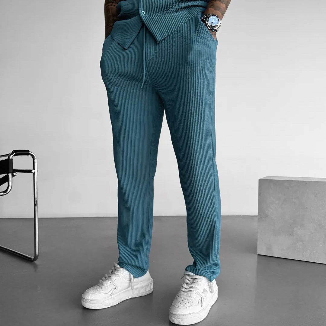 LOOSE FIT RIBBED PANTS - CORONET BLUE