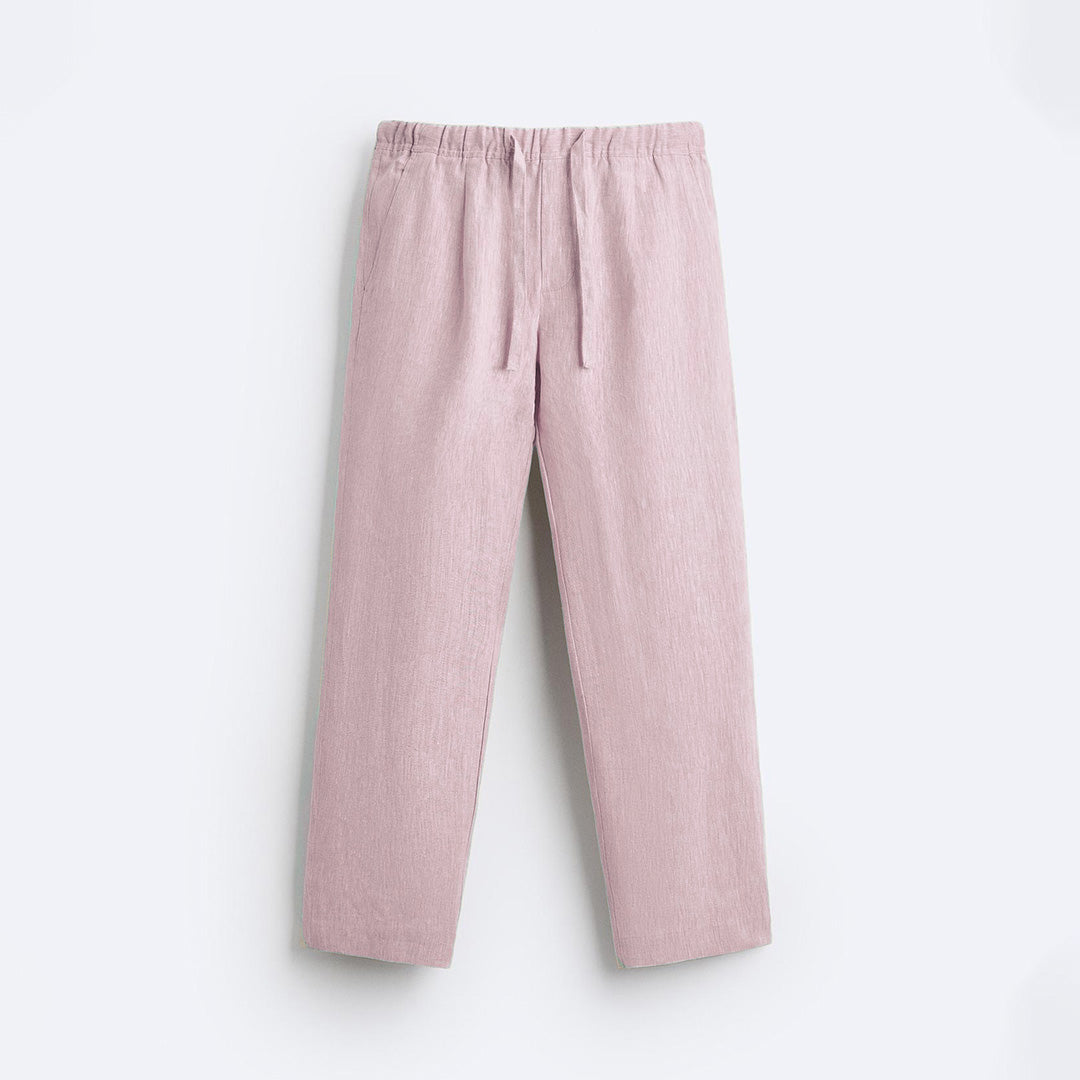 LINEN JOGGER TROUSERS - PEACH