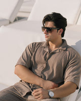 Oversize Structured Shirt & Trouser Set - Brown