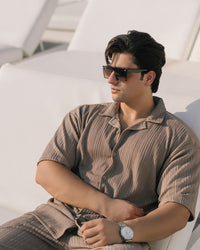Oversize Structured Shirt & Trouser Set - Brown