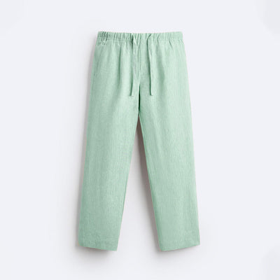 RELAXED LINEN DRAWSTRING TROUSER - SEA GREEN