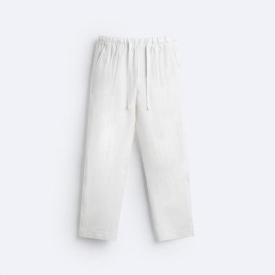 RELAXED LINEN DRAWSTRING TROUSER - WHITE