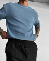 OVERSIZE RIBBED T-SHIRT - CORONET BLUE