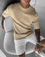 OVERSIZE RIBBED T-SHIRT - BEIGE
