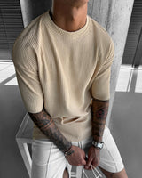 OVERSIZE RIBBED T-SHIRT - BEIGE