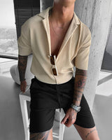 OVERSIZE RIBBED SHIRT - BEIGE