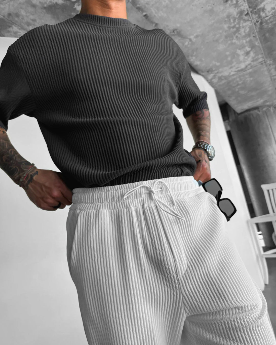 OVERSIZE RIBBED T-SHIRT - BLACK