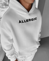 DROP SHOULDER ALLERGIC TO PEOPLE HOODIE - WHITE