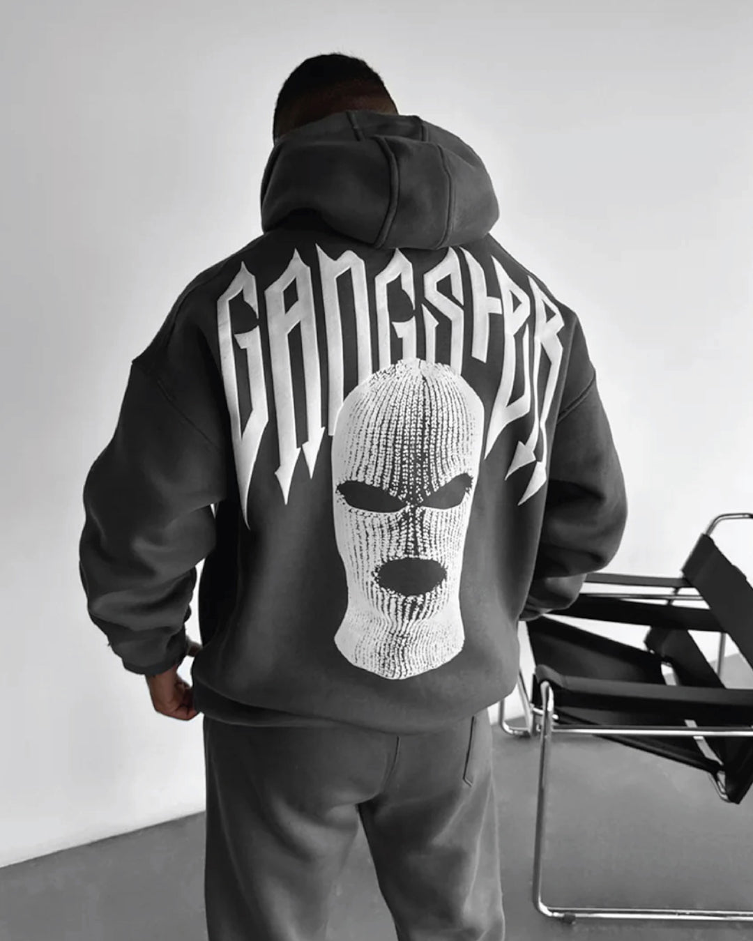 DROP SHOULDER GANGSTER HOODIE - Gray