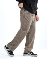Men’s Washed Baggy Denim Jeans - Stone Brown