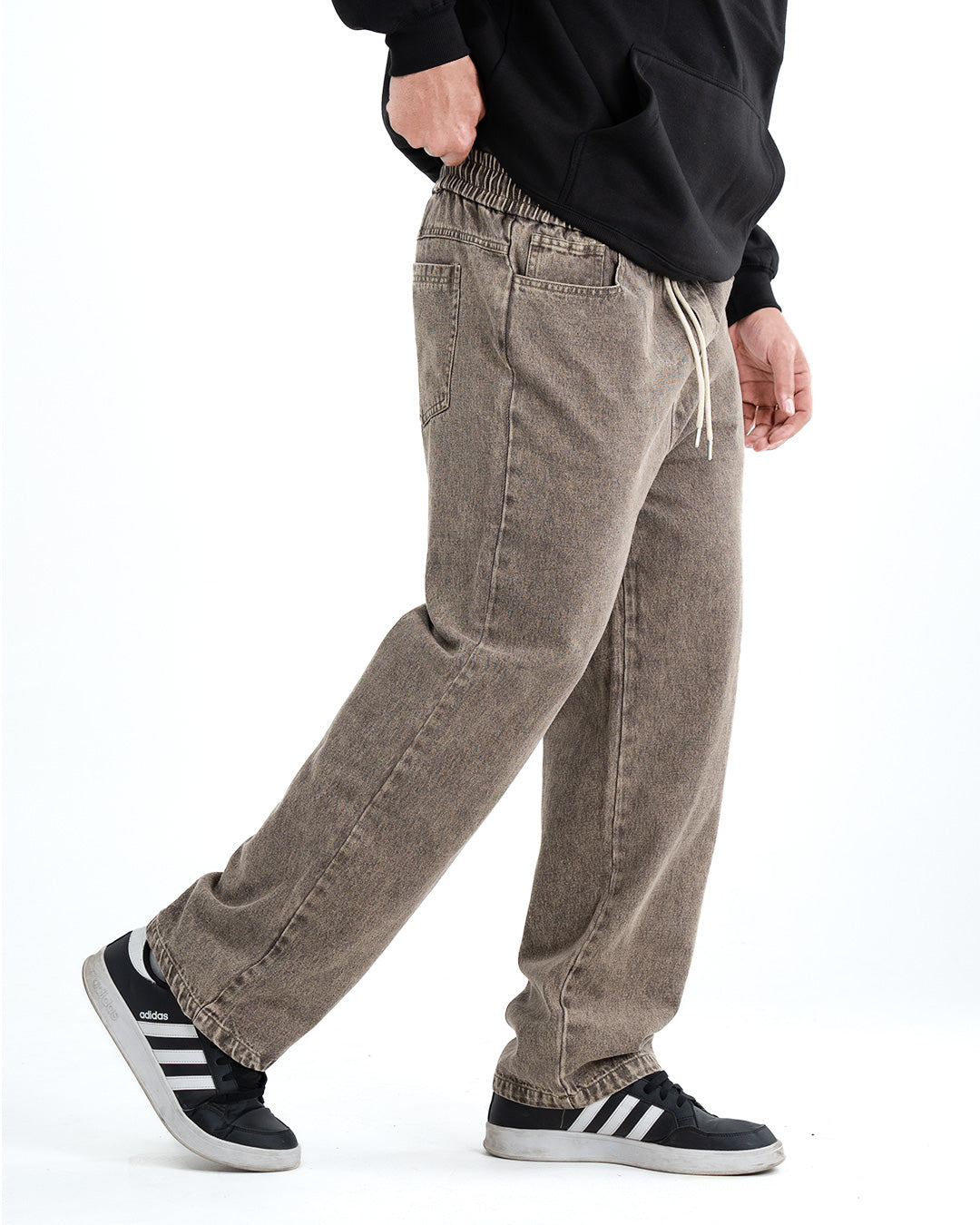 Men’s Washed Baggy Denim Jeans - Stone Brown