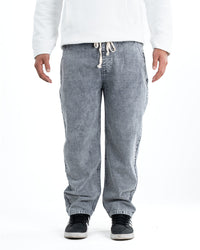 Men's Washed Baggy Denim Joggers - Light Grey