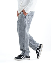 Men's Washed Baggy Denim Joggers - Light Grey