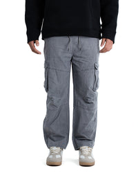 Six Pocket Cargo Denim Joggers - Grey