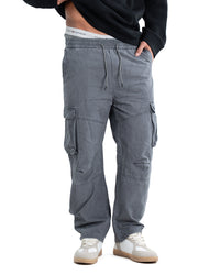 Six Pocket Cargo Denim Joggers - Grey