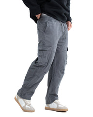Six Pocket Cargo Denim Joggers - Grey