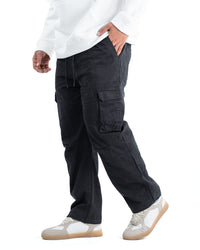 Six Pocket Cargo Denim Joggers - Black
