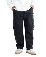 Six Pocket Cargo Denim Joggers - Black