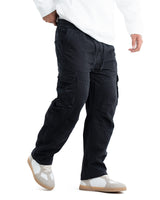 Six Pocket Cargo Denim Joggers - Black