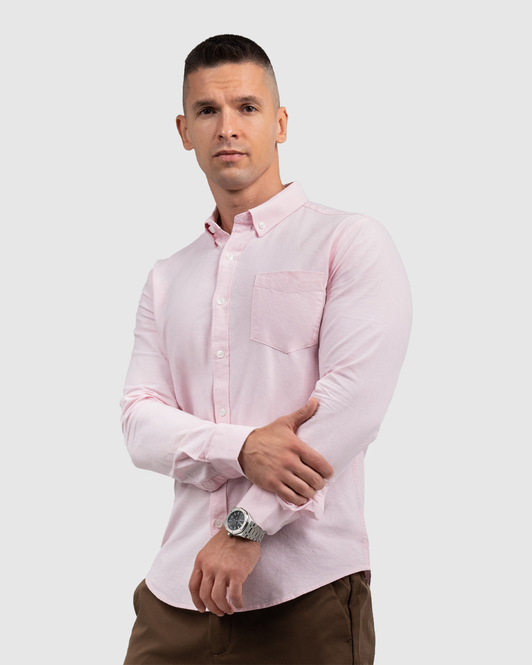 Men’s Light Pink Oxford Button-Down Shirt