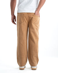 Men's washed Baggy Denim Jeans - Camel