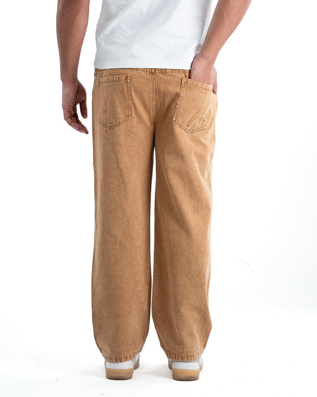 Men's washed Baggy Denim Jeans - Camel