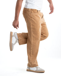 Men's washed Baggy Denim Jeans - Camel