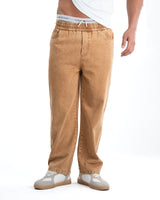 Men's washed Baggy Denim Jeans - Camel