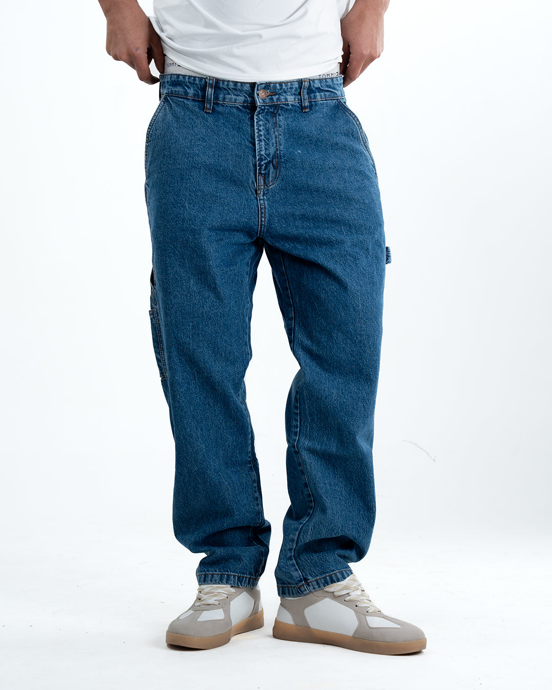 Men's Baggy Fit Cargo Denim Jeans – Blue