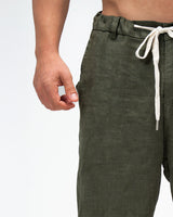 Men’s Linen Drawstring Pants - OLIVE
