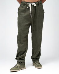 Men’s Linen Drawstring Pants - OLIVE