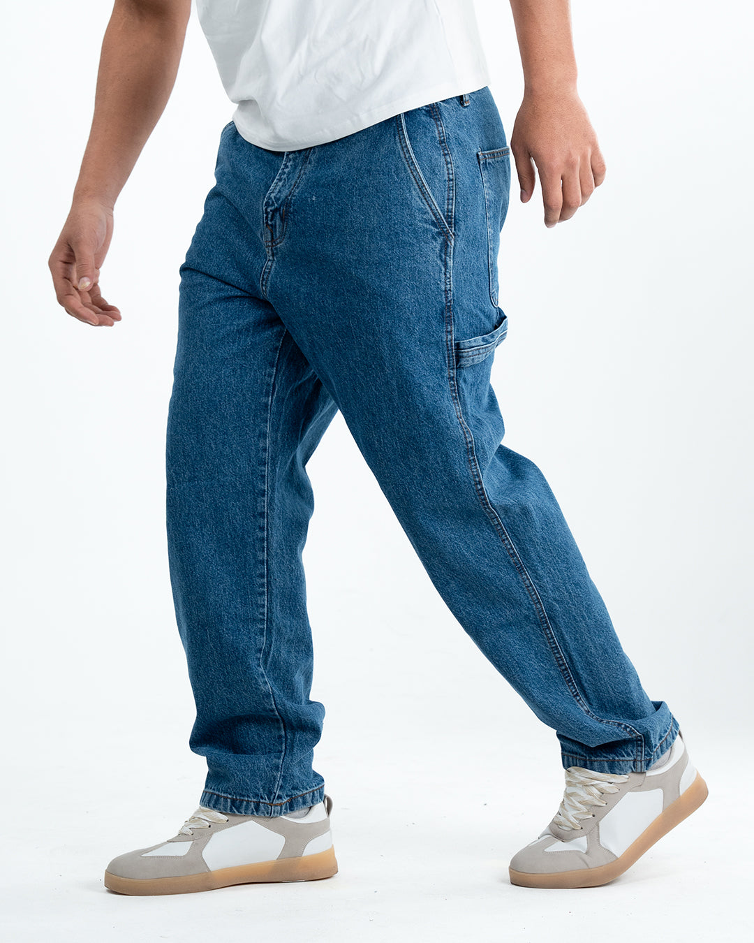 Men's Baggy Fit Cargo Denim Jeans – Blue