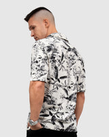Men’s White & Black Floral Print Shirt