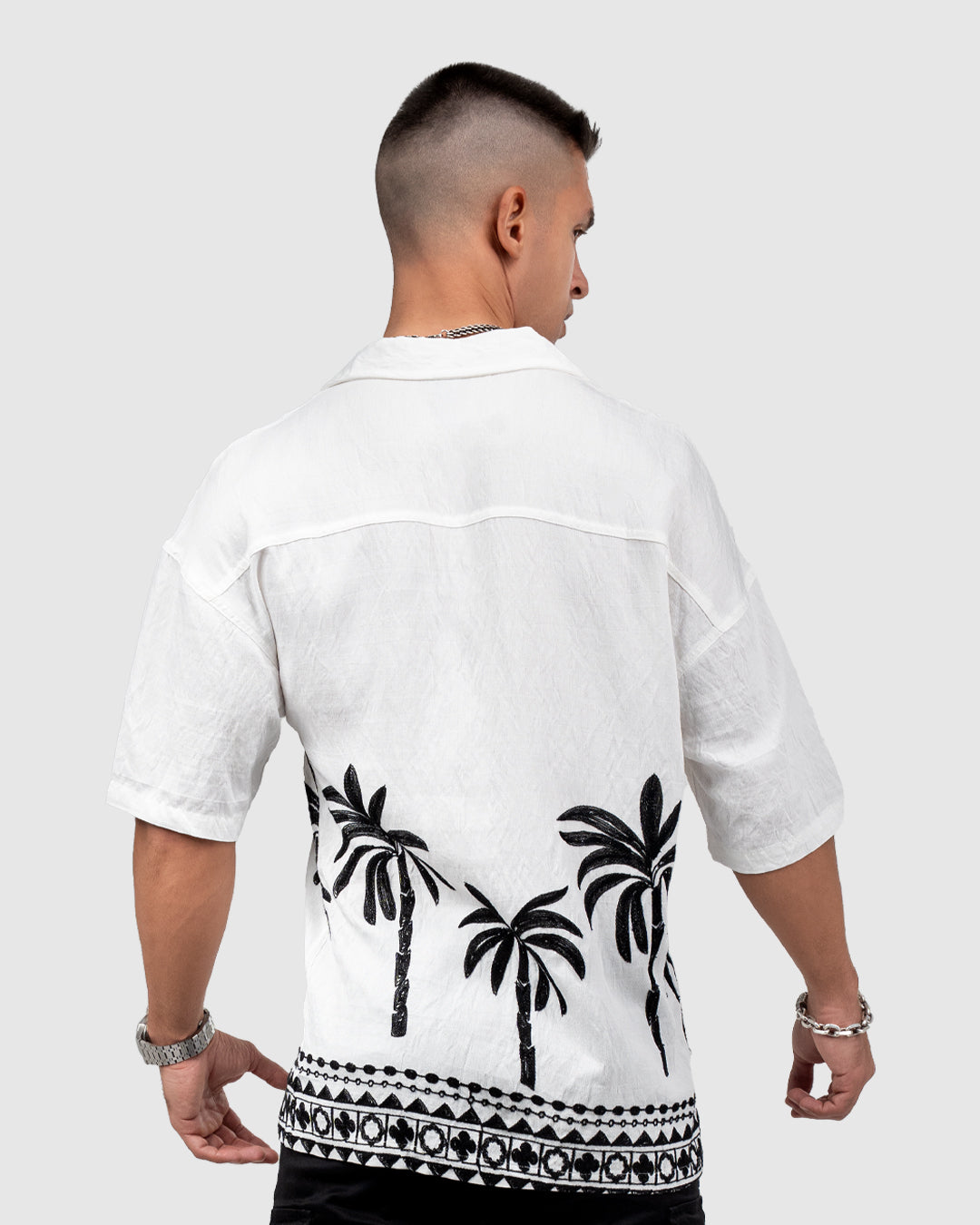 Men’s White Palm Tree Print Shirt