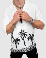 Men’s White Palm Tree Print Shirt
