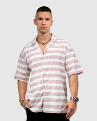 Men’s Red & White Striped Short Sleeve Shirt