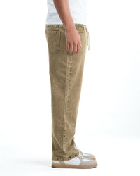 Men's washed Baggy Denim Jeans - Olive