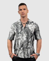 Men’s Black & White Marble Print Shirt