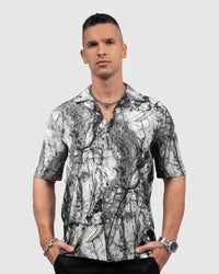 Men’s Black & White Marble Print Shirt