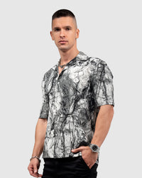 Men’s Black & White Marble Print Shirt