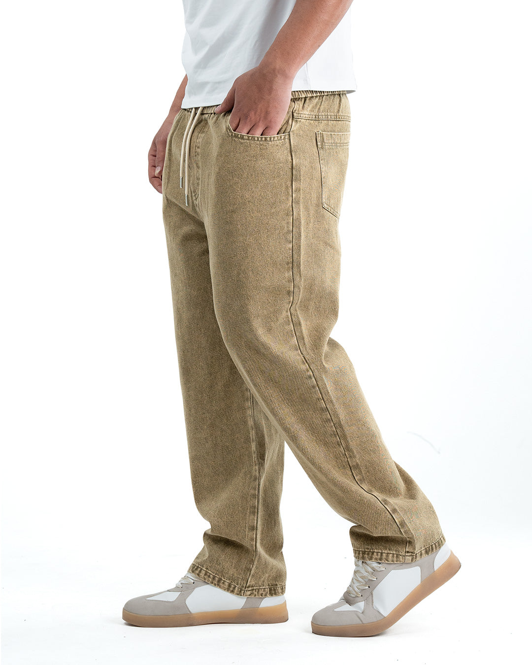 Men's washed Baggy Denim Jeans - Olive