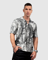 Men’s Black & White Marble Print Shirt