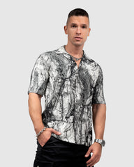 Men’s Black & White Marble Print Shirt