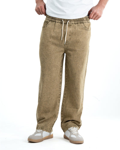 Men's washed Baggy Denim Jeans - Olive