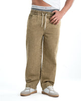 Men's washed Baggy Denim Jeans - Olive