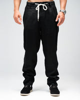 Men’s Linen Drawstring Pants - BLACK