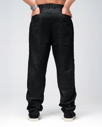 Men’s Linen Drawstring Pants - BLACK