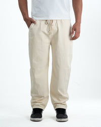 Premium Washed Denim Joggers – Beige