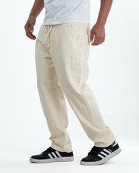 Premium Washed Denim Joggers – Beige