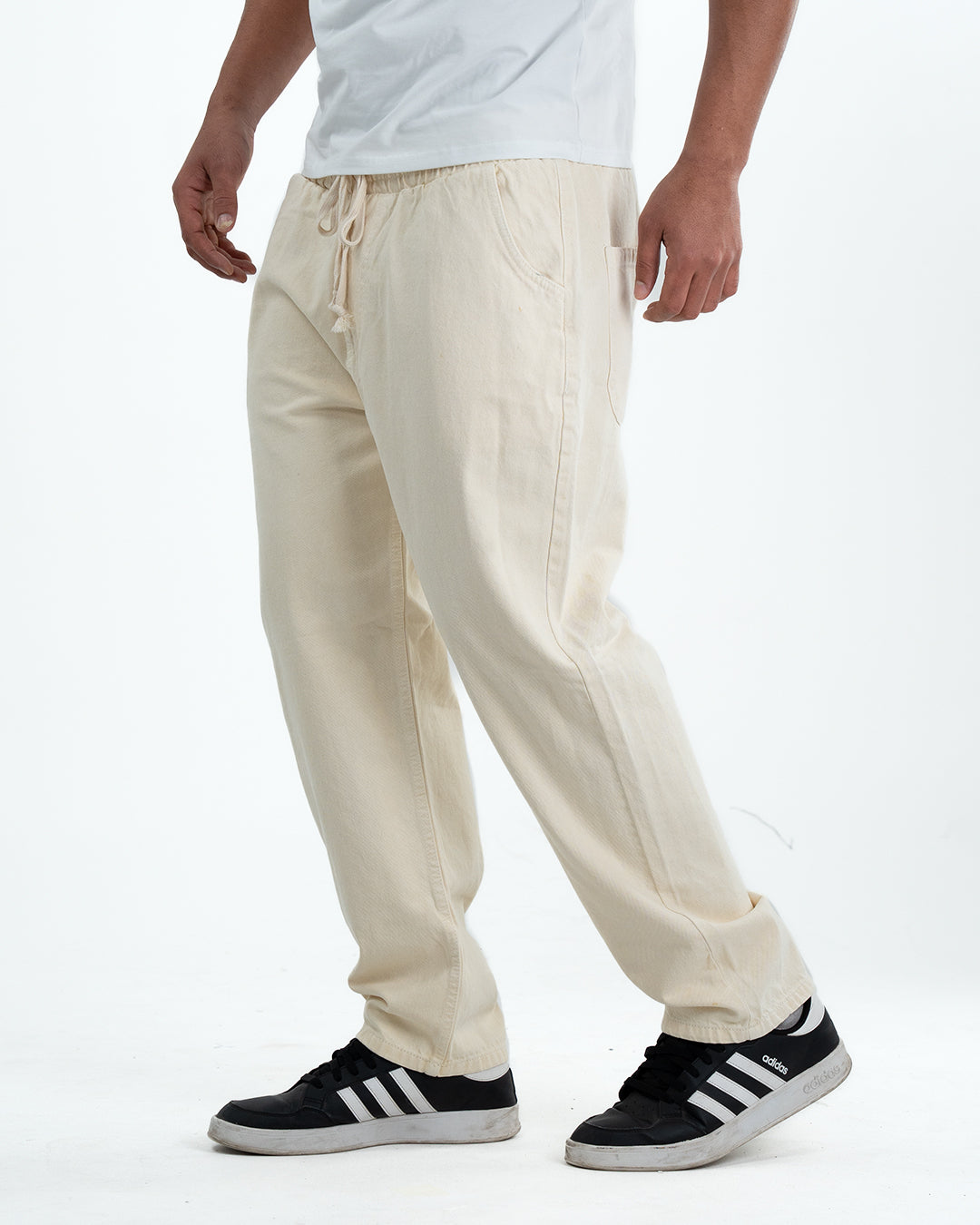 Premium Washed Denim Joggers – Beige